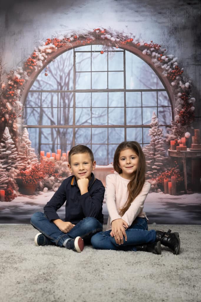 Une fratrie pour les minis séances photo de noël